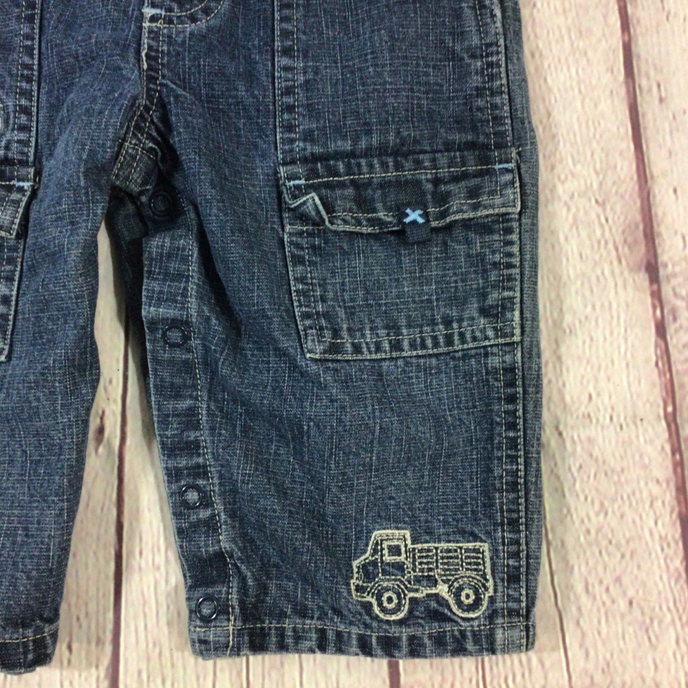 Koala Kids Big Trucks Blue Denim Jean Overalls - Picture 4 of 8